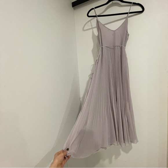 Aritzia Wilfred Beaune Pleated Mini Wrap Dress Purple Lavender XS - Picture 8 of 8
